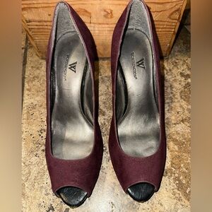 Worthington Women's Dark Burgundy  suede Peep Toe Heels 8 1/2